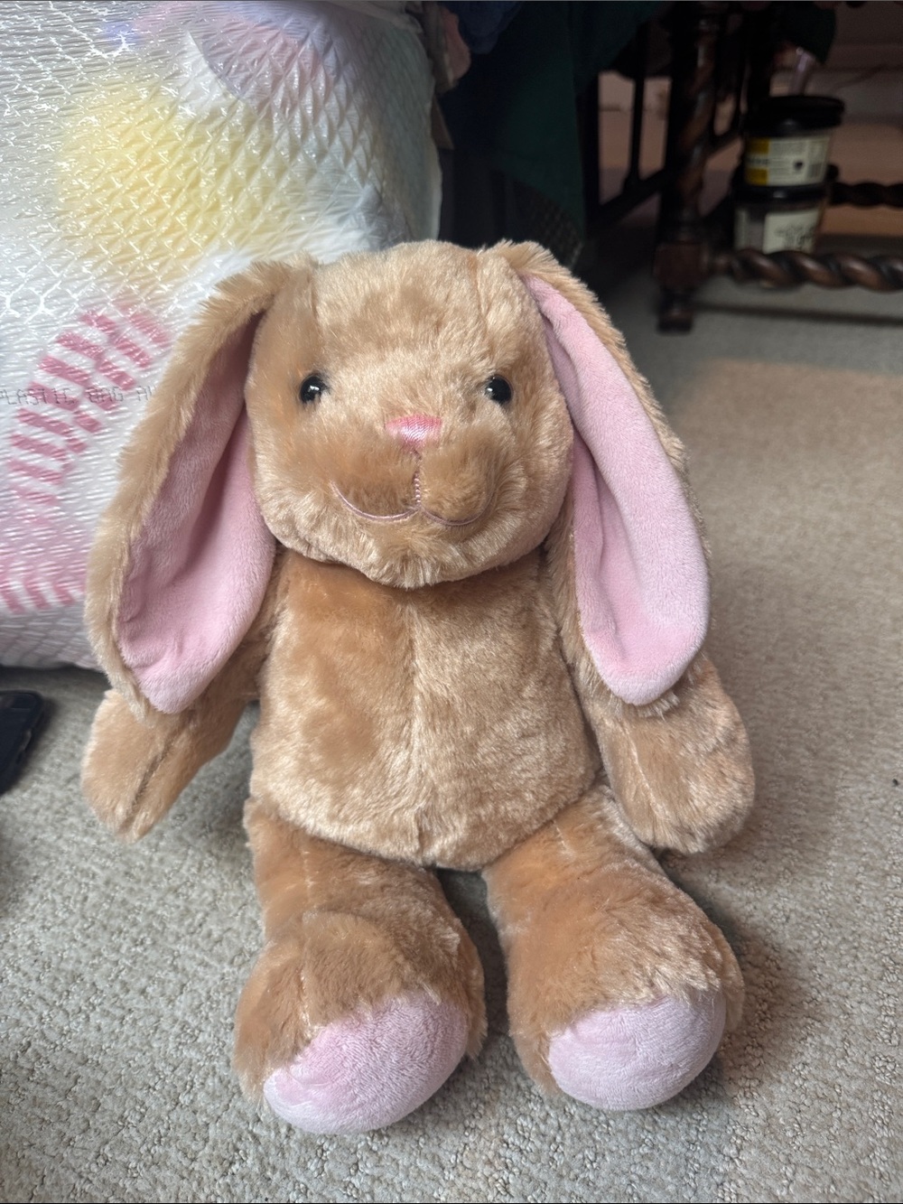 Build-A-Bear Light Brown Bunny with Pink Ears and Paws